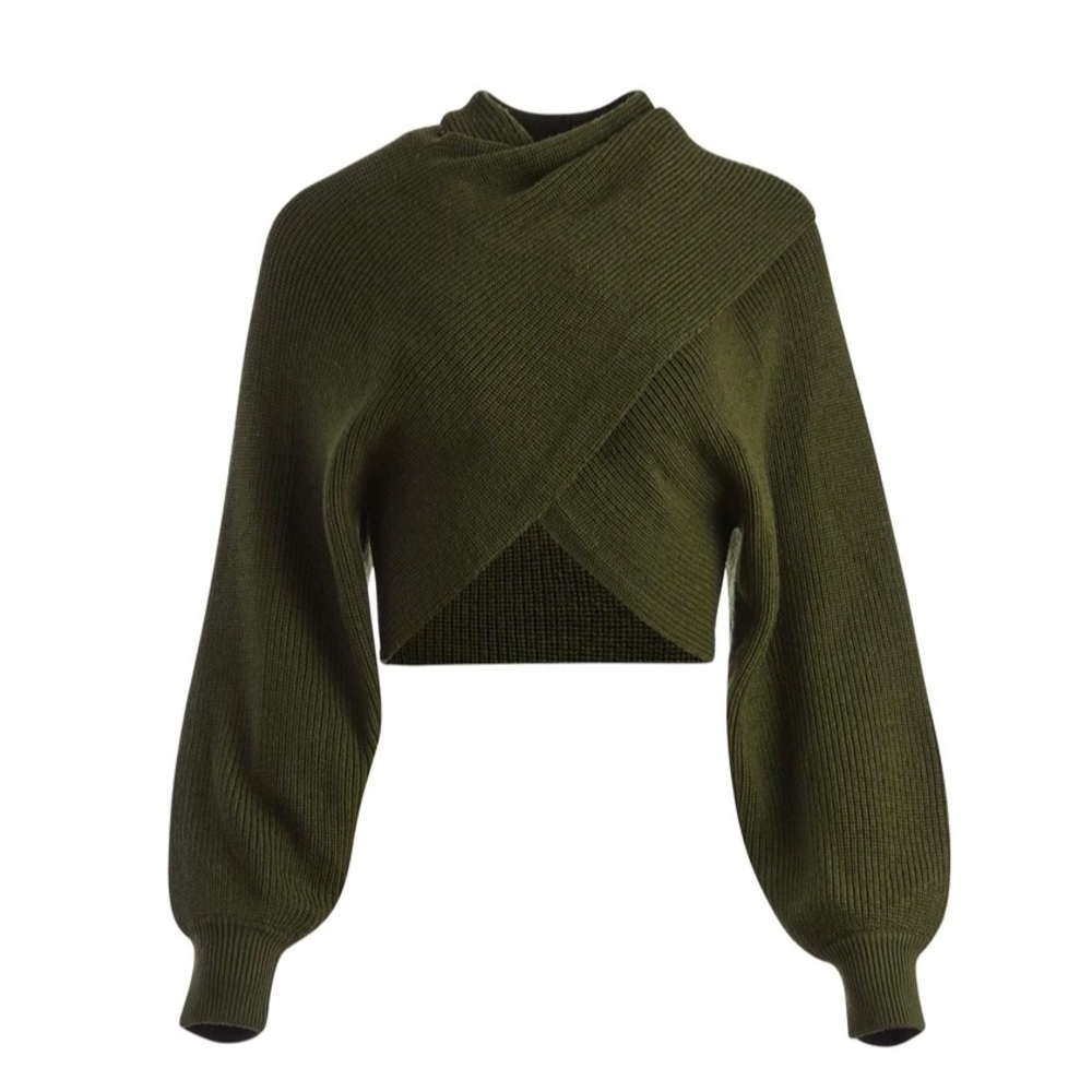 Alice + Olivia Mora Two Way Twist Front Cropped Pullover